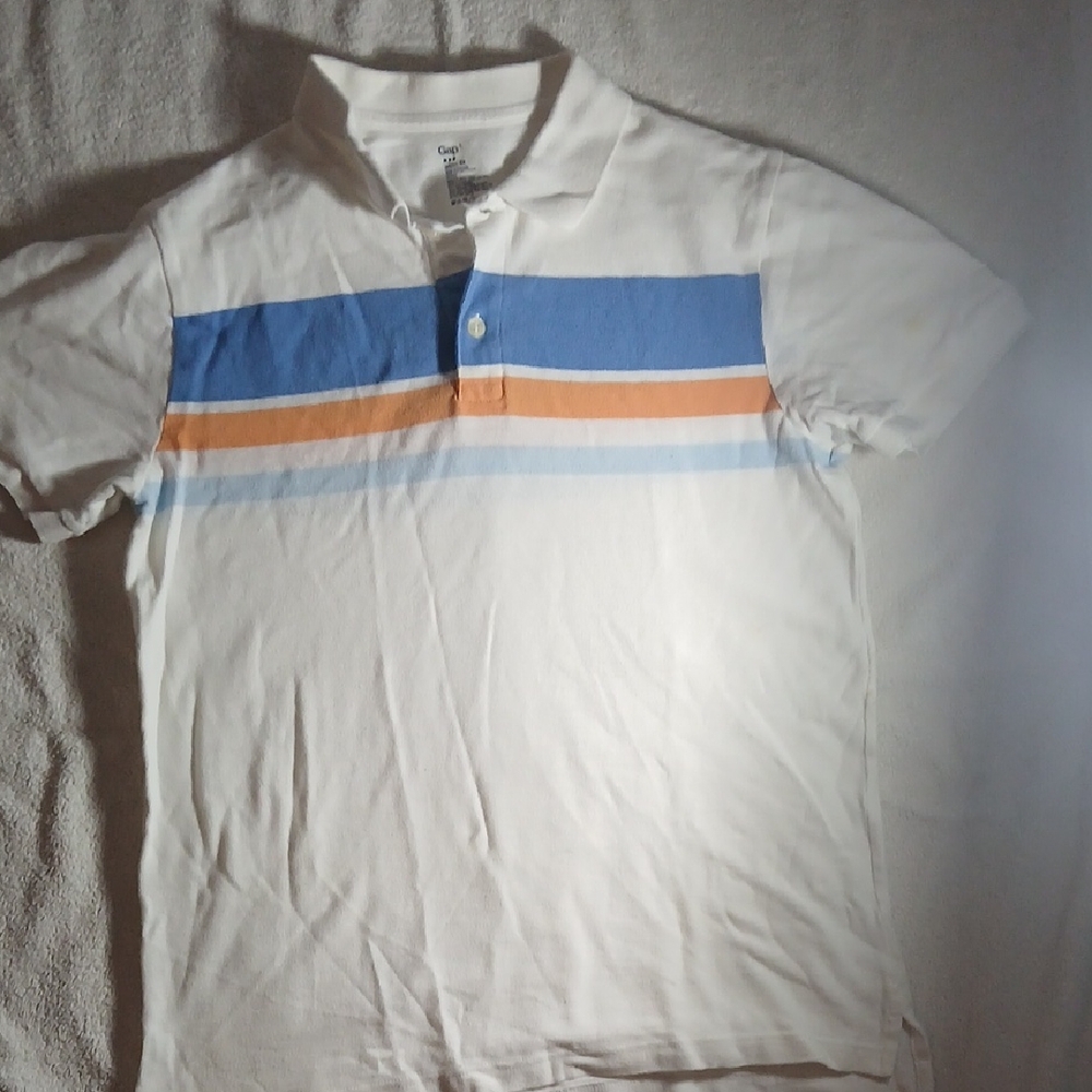 GAP White Polo with Blue and Orange Stripes